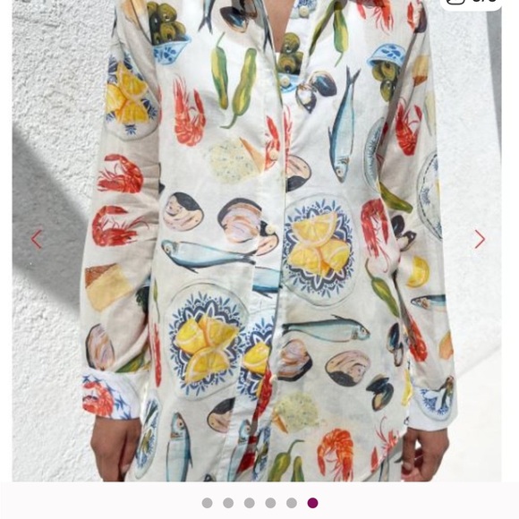 Lisa Says Gah Seafood Print Blouse - Multicolor - Picture 2 of 10